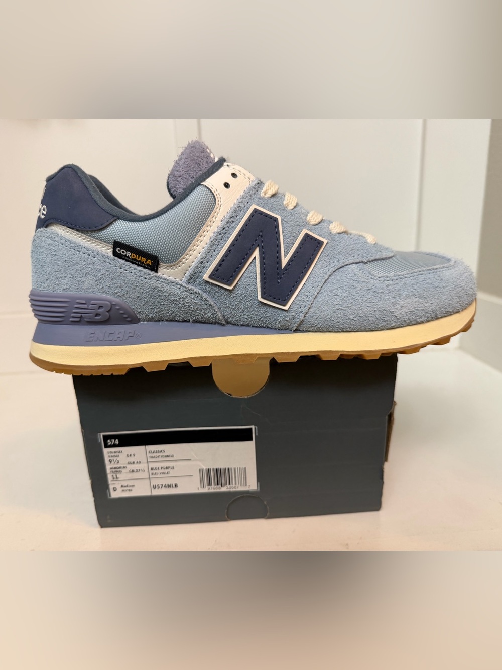 New Balance 574 Cordura Pack Blue Purple Suede Mesh Sneakers U574NLB Mens 9.5